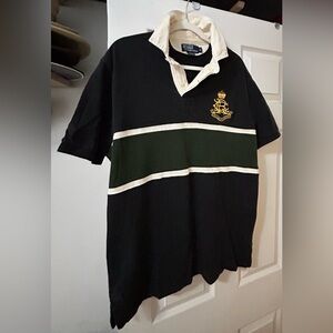 Ralph Lauren Black and Green Polo Shirt with Crest
